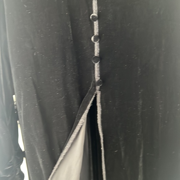 Vtg 90’s Andrea Jovine Black Velvet Victorian Goth Split Long Tunic Button Top S - Picture 5 of 9